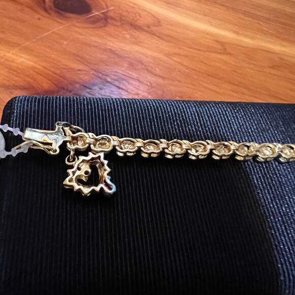 Tennis Bracelet Heart Diamond & Ruby Accent 18K Gold Over Sterling Silver NEW - Picture 6 of 11